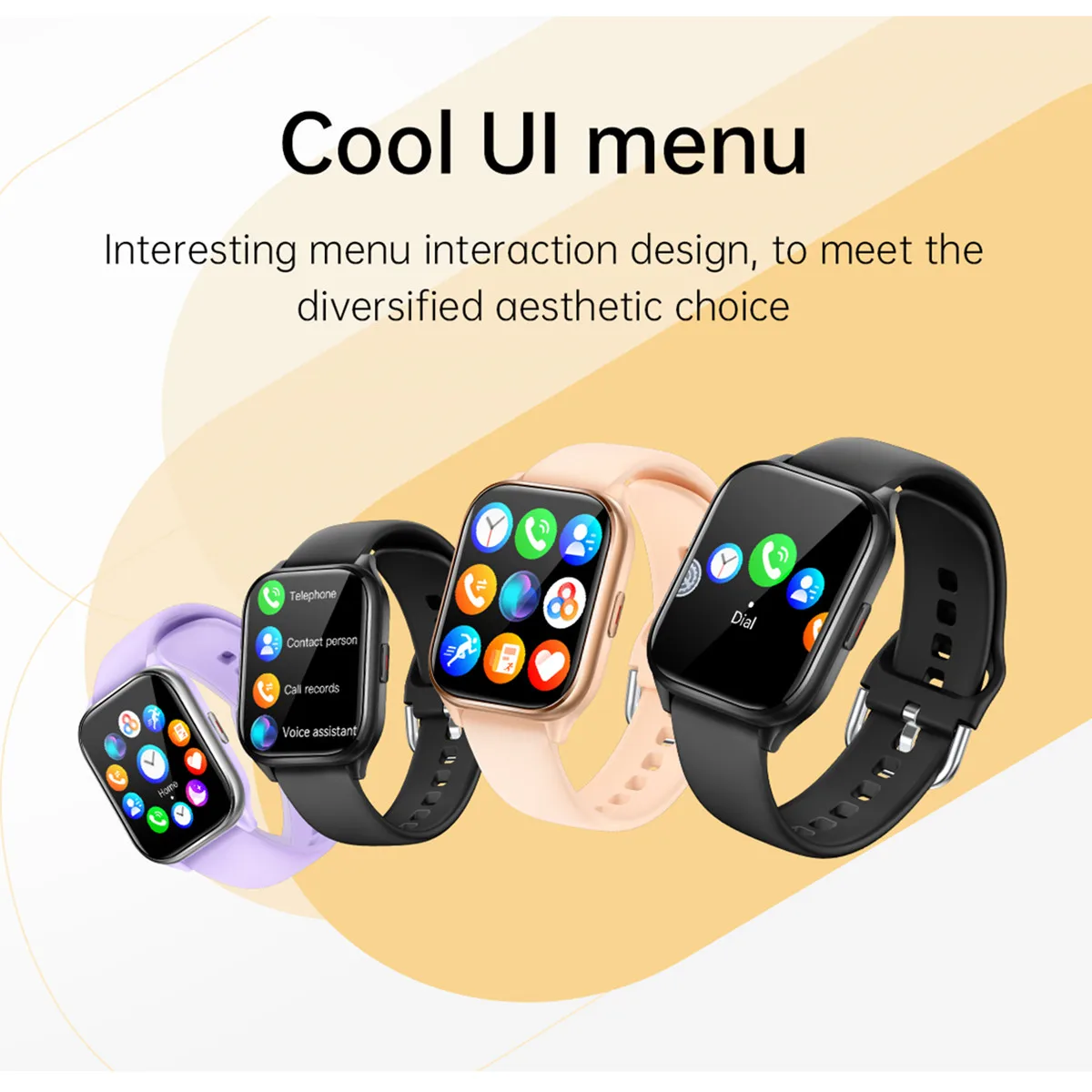 Smart Watch Lingua ebraica Supporto Chiamata Bluetooth Musica Telecomando Schermo HD da 1,85 pollici Smartwatch dorato per regalo di compleanno per donna