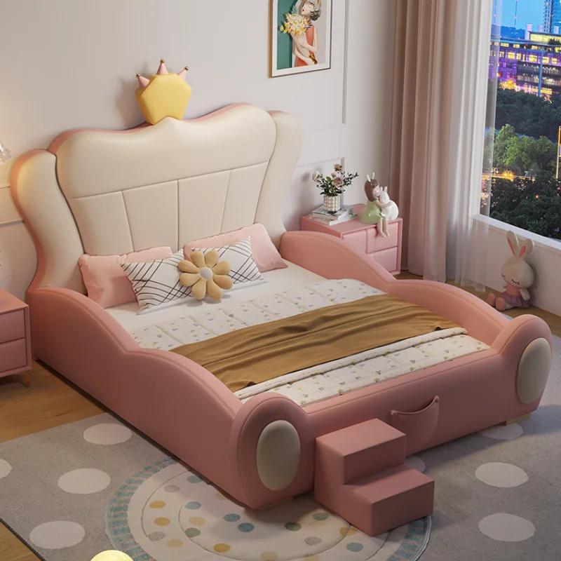 Queen Frame Simple Childrens Bed Wooden Nordic Kawaii Single Kids Beds Princess Modern Cama Matrimonial Bedroom Furniture