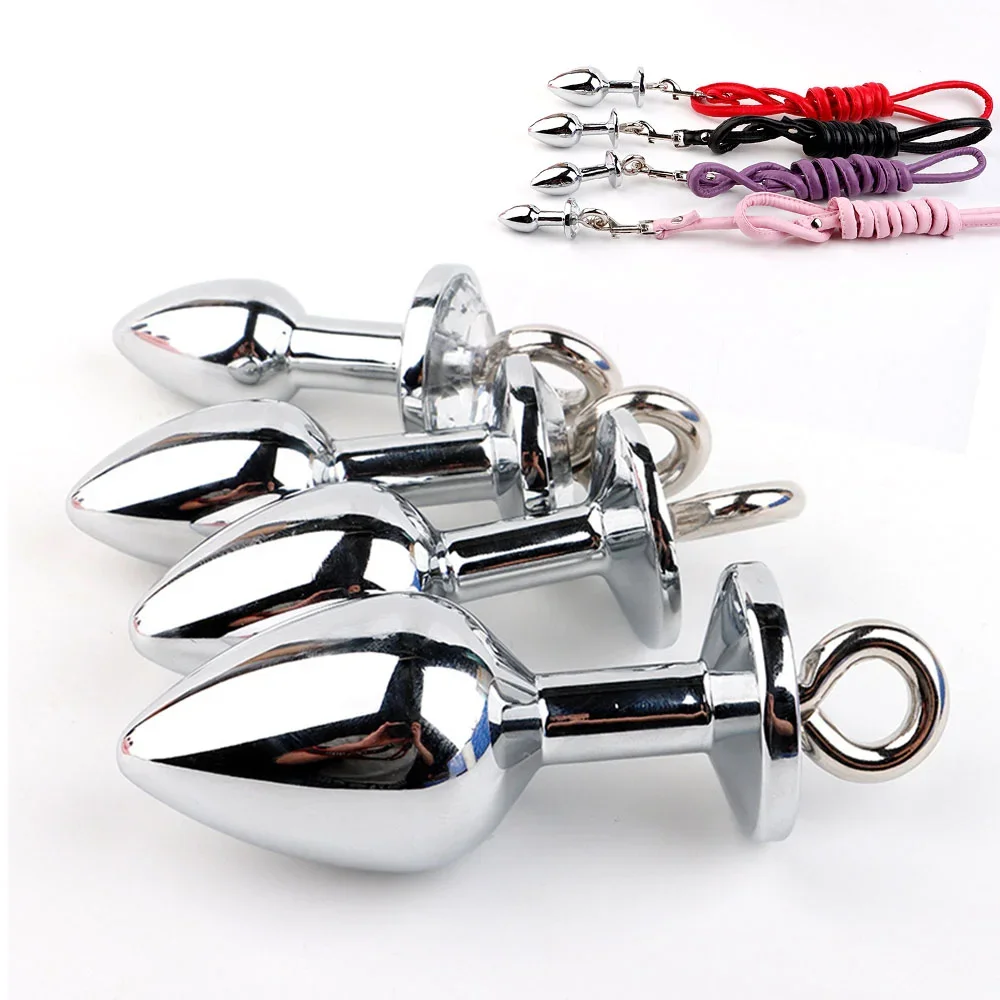 

Metal Anal Plug with Traction Chain BDSM Bondage Buttplug Anal Stimulator Expander Prostate Massager Ass Sex Toys for Men Women