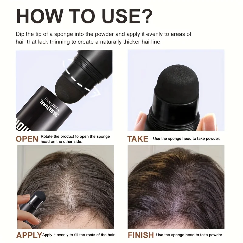 Barra de polvo temporal para línea de cabello de 14 colores, polvo de relleno de línea de cabello impermeable, polvo de sombra de cabello, pluma de esponja para sombreado de cabello