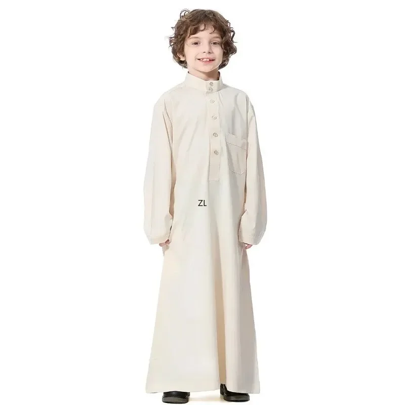 Vestido musulmán saudita para niños, Dishdasha, bata de manga larga, Thobe, Abaya islámica de Dubái, ropa árabe de Oriente Medio, caftán para niños