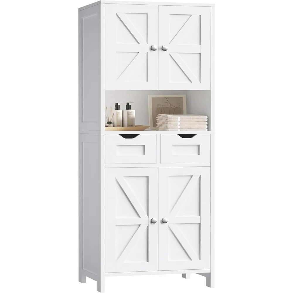 

67” Bathroom Storage Cabinet Tall Storage Cabinet with Adjustable Shelves and Drawers Freestanding for Bathroom Kitchen Pantry