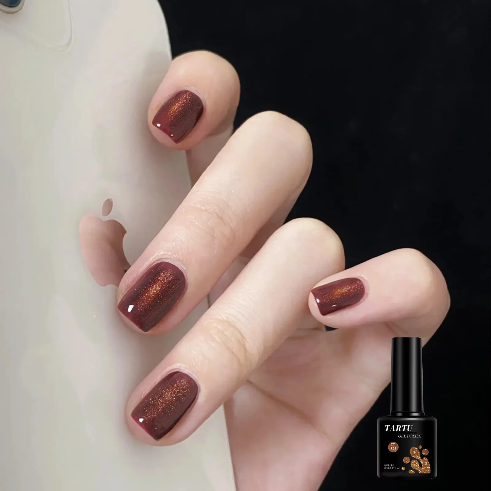 8ml Brown Red Chocolate Holographic Glitter Gel Nail Polish, Soak Off LED/UV, Gel Polish Nail Art, Long-lasting and Quick-Drying