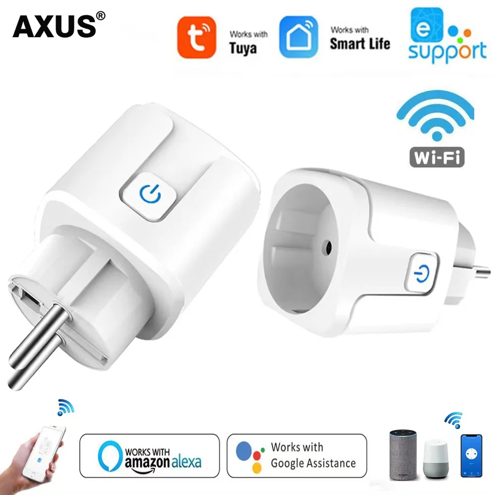 Tuya Smart Wifi Plug 16/20A Remote Control Smart Socket Outlet EU Power Monitor Timer Function Works with Alexa Google Home