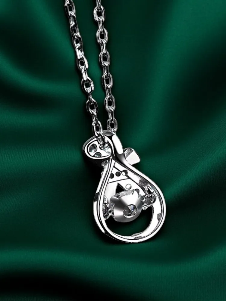MoisaLuxe Official Store Moissanite Plata Sterling 925 Silver Fashion Jewelry Gift Smart Money Bag Pendant Necklace for Women