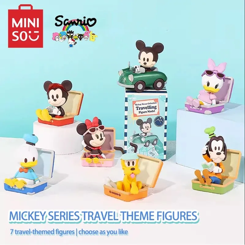 

Kawaii MINISO Disney Blind Box Mickey Mouse Goofy Donald Duck Travel Series Decorations Anime Children's Toy Christmas Fans Gift
