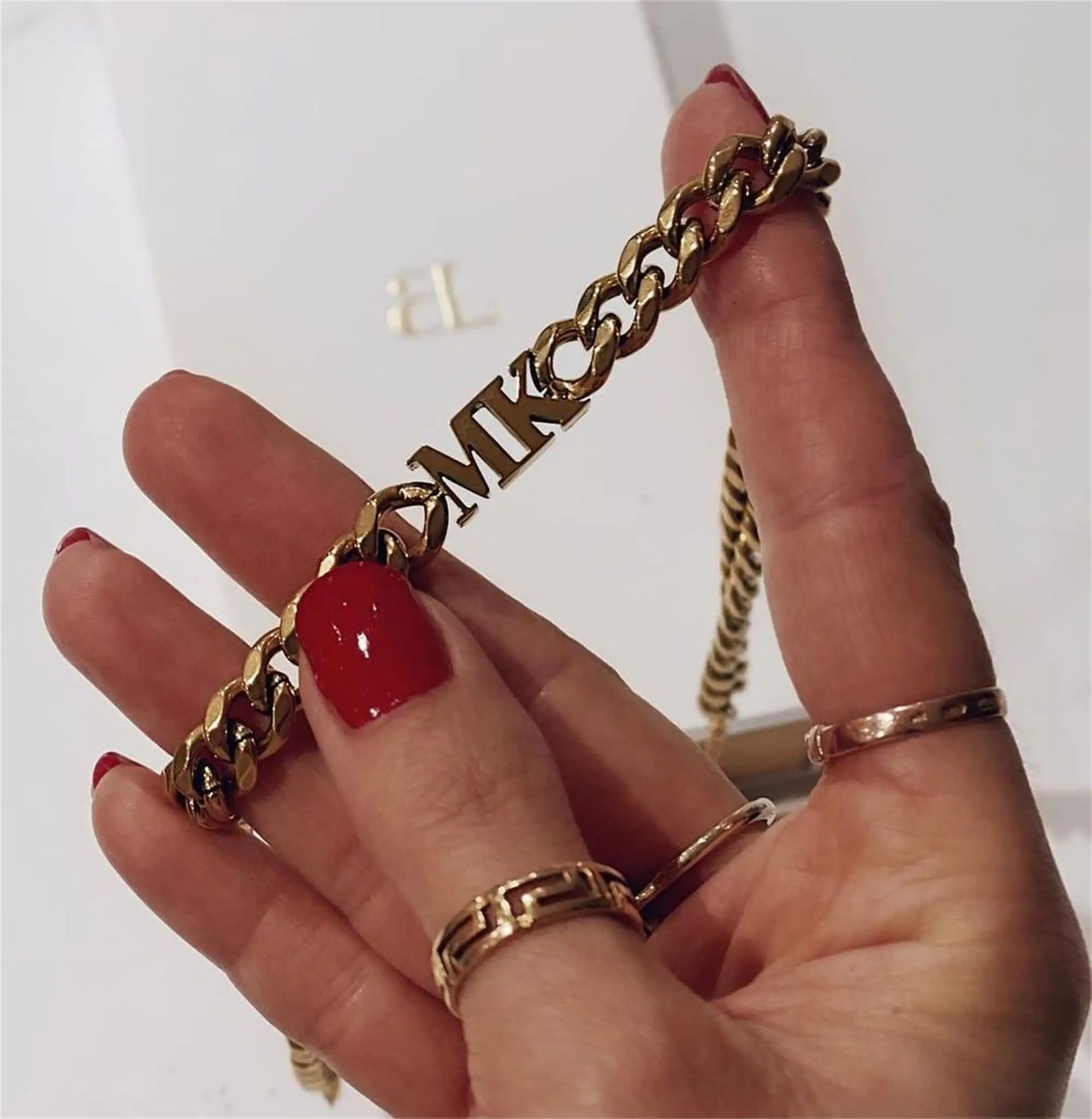 VishowCo Cuban Chain Necklace Custom Name Necklace Stainless Steel Chain Jewelry Hip Hop Women Men Necklace 2023