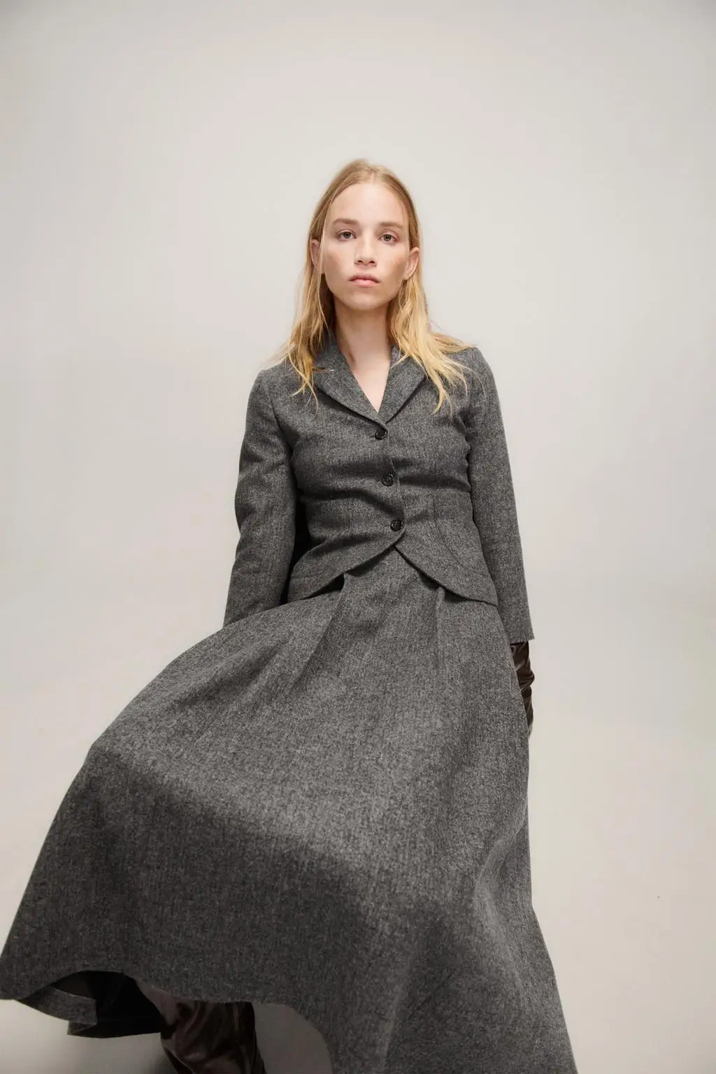 

Женский шерстяной костюм с завышенной талией Jaet, осень-зима, новый модный деловой костюм, повседневный длинный све, обычная длина