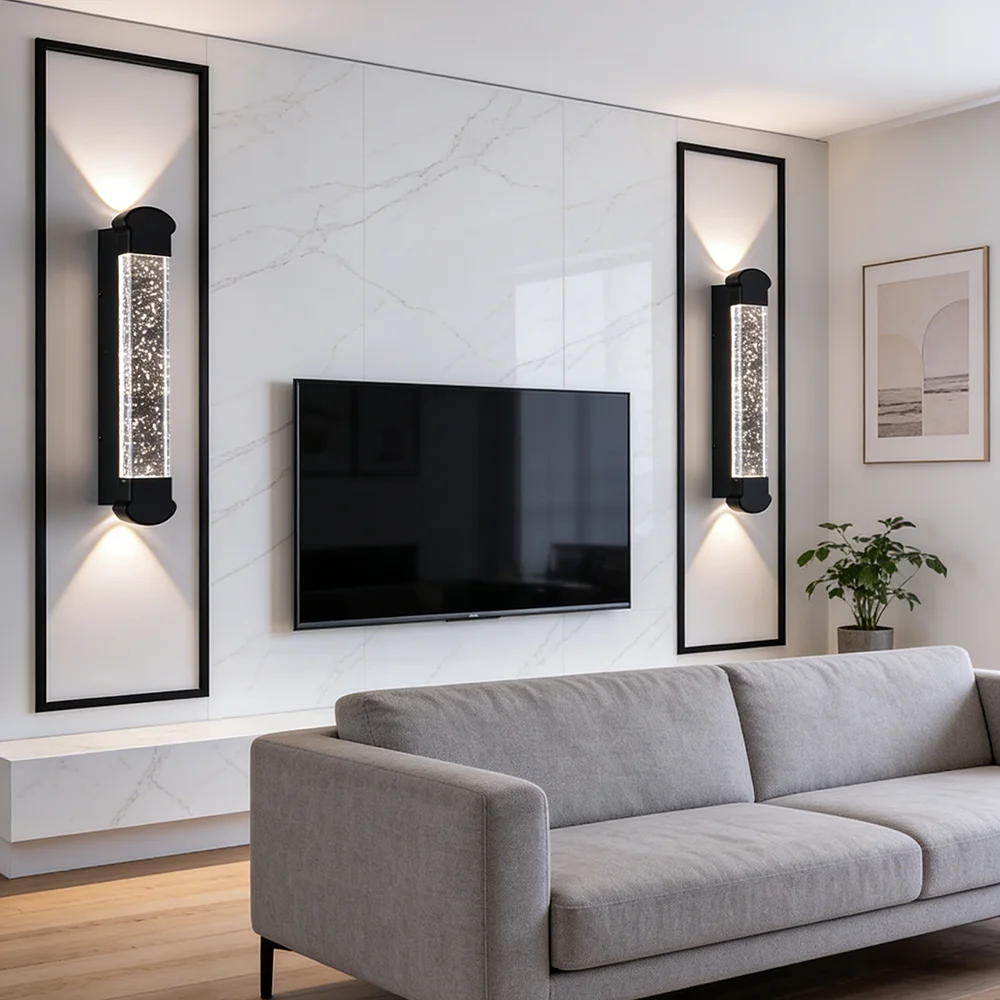 Modern LED Outdoor Wall Light, Bubble Crystal Glass Up Down Wall Sconce for Garden Patio Porch - Image 5