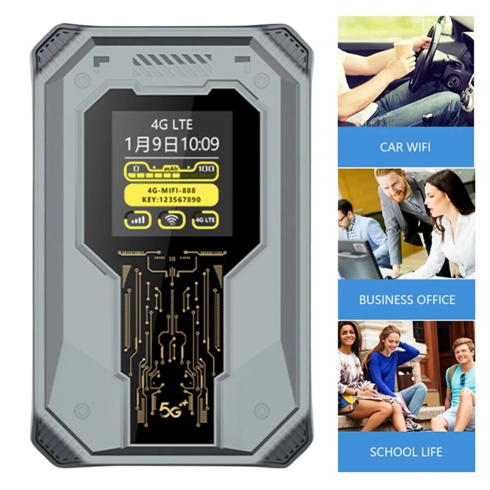 

4G LTE MIFI Router, Color Screen, 150Mbps WiFi6, 4000mAh Portable Modem, Mini Pocket WiFi for Car Travel Outdoor