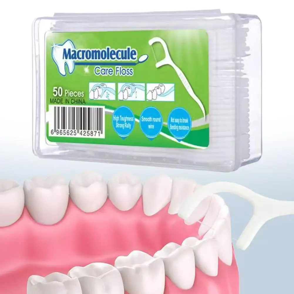 50 個デンタルフロスフロッサーピック歯つまようじスティック歯クリーン口腔ケア