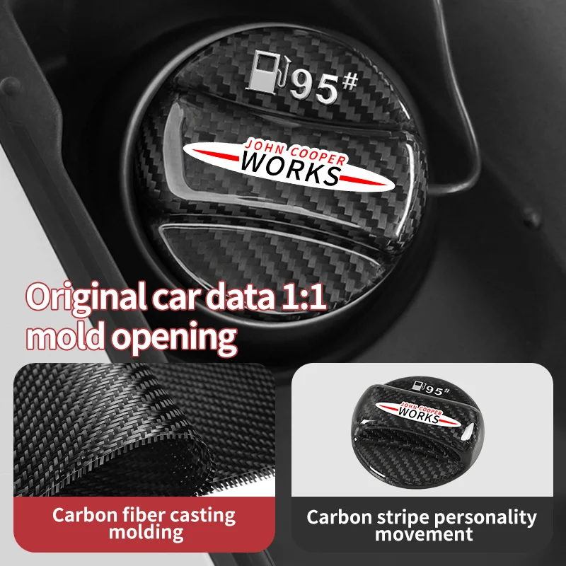 Car Carbon Fibre Tank Covers Fuel Tank Trim Cap 95# 98# For MINI WORKS Cooper R56 F55 F56 R50 R53 R55 R57 R58 R59 R60 One JCW