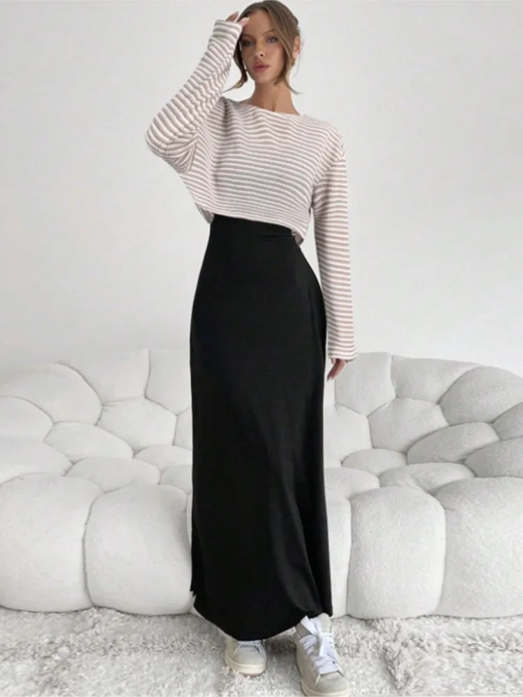 Gestreepte tops met lange mouwen Tweedelige outfits Nieuw in bijpassende sets 2-delige set voor dames Effen kleur Spaghettibandjes Temperament