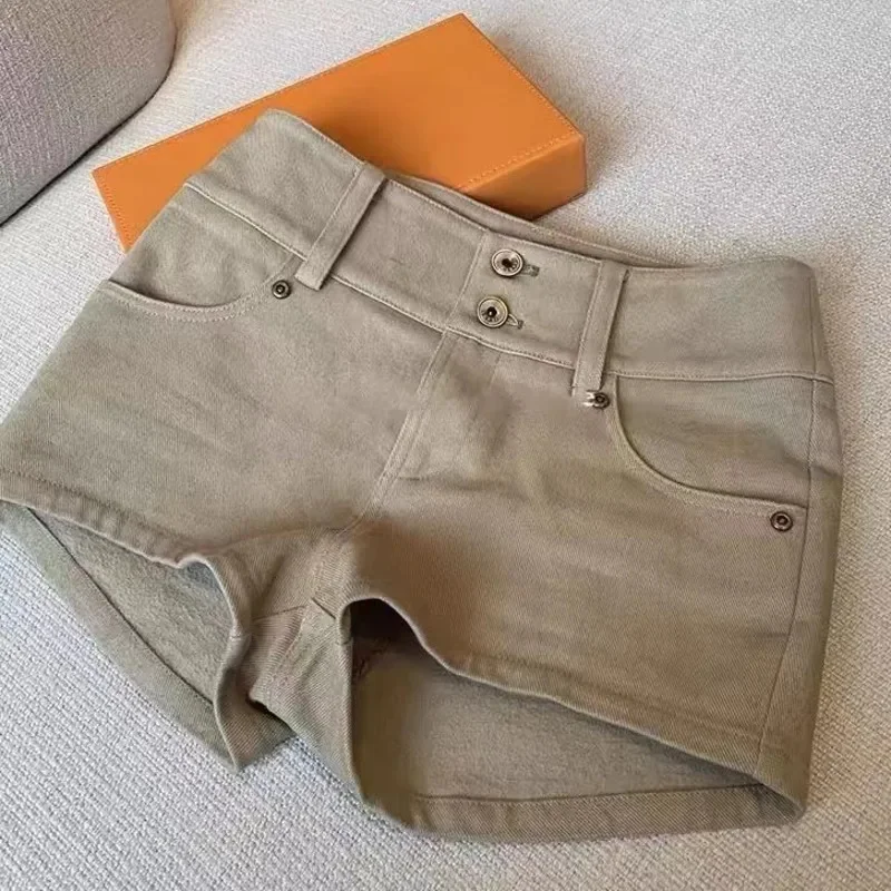 Fashion Low Waisted Slimming Spicy Girl Denim Shorts Women 2025 Spring Summer New Lazy American Loose Elastic Hot Pants