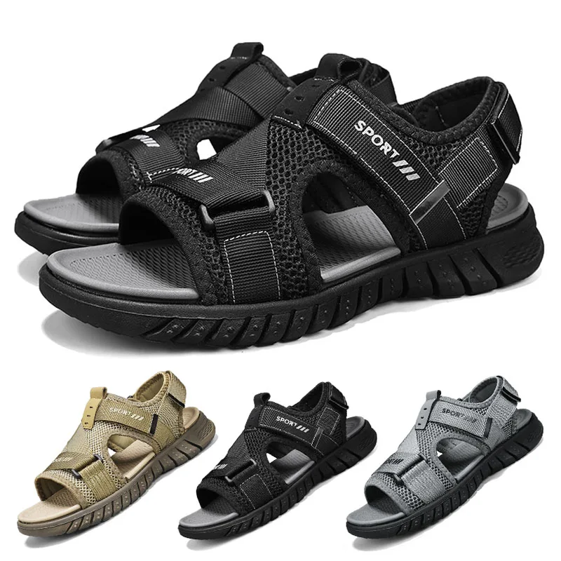 Summer mesh splicing sandals large size men's casual sandals outdoor beach non-slip sneakers