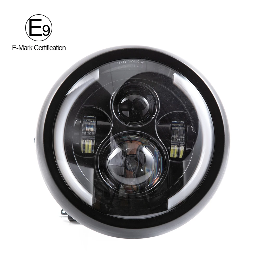 

7,5 "мотоциклетная светодиодная фара для Cafer Racer для Honda CB400 CB500 Suzuki BMW Yamaha, универсальная круглая фара для мотоцикла