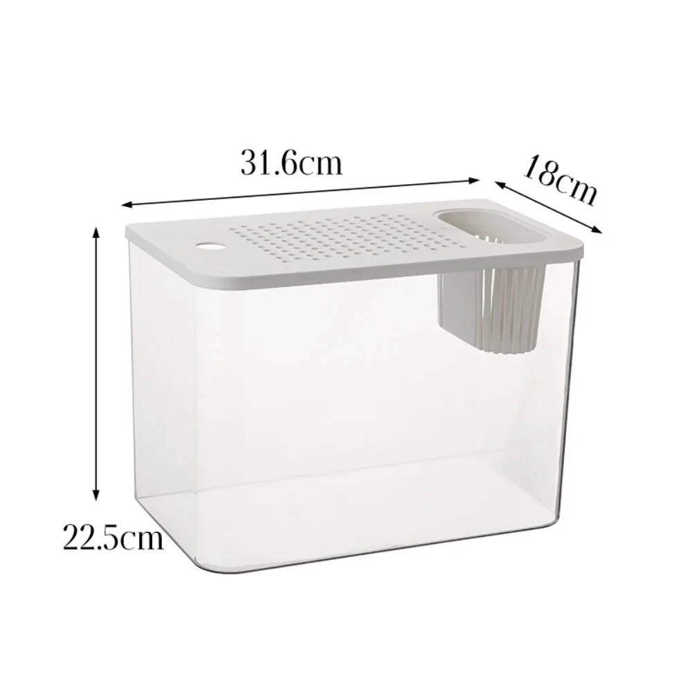 PET+ABS Fish Tank New Transparent with Lid Aquarium Drop Resistant Hydroponic Tank Turtle Tank Home