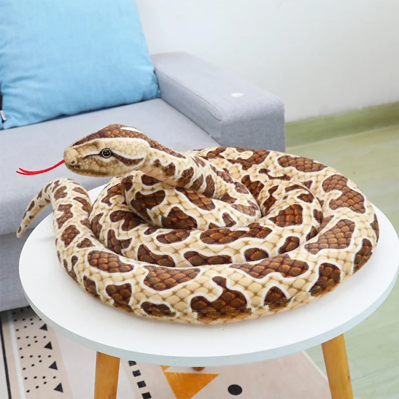 Simulation Giant Python Plush Toy Long Snake Golden Python Stuffed Snake Python Plush Toy Decorated House Holiday Decoration Tri