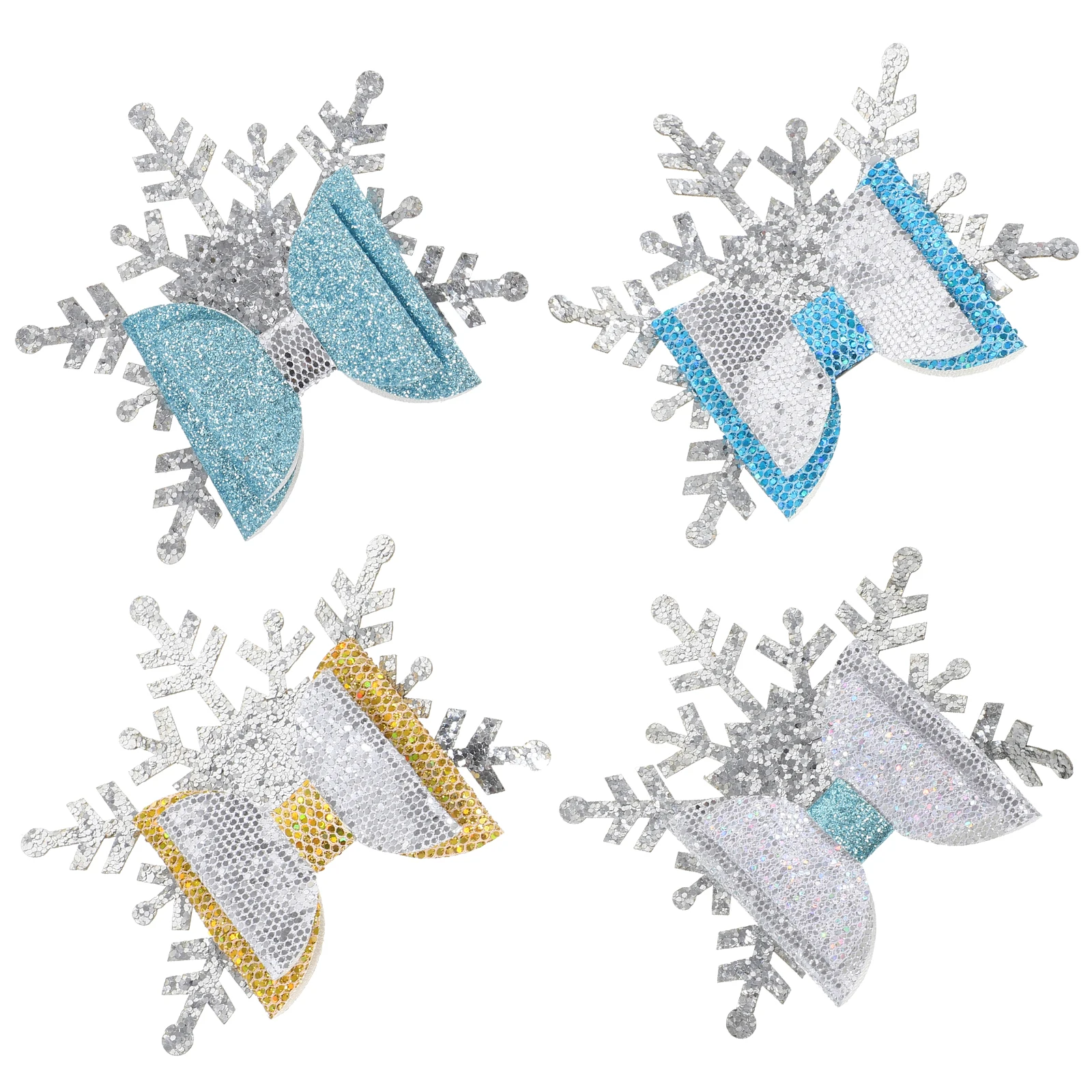 

4 Pcs Christmas Hair Clips Bowknot for Winter Bobby Hairpins Child