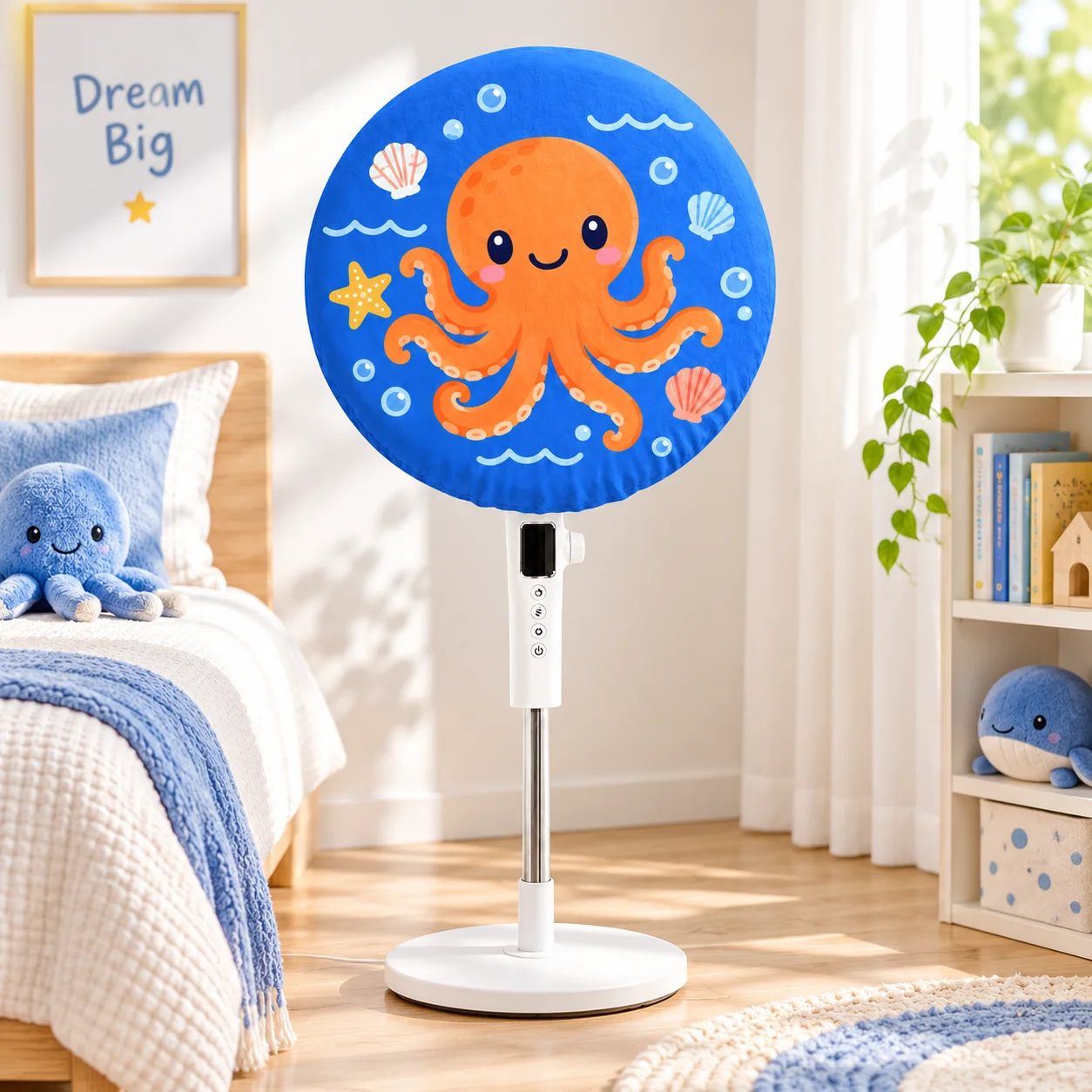 Custom Fan Cover Personalized Waterproof Electric Fan Dust Cover Peach Skin Velvet 48cm Round Protector Home Decor Storage Gift