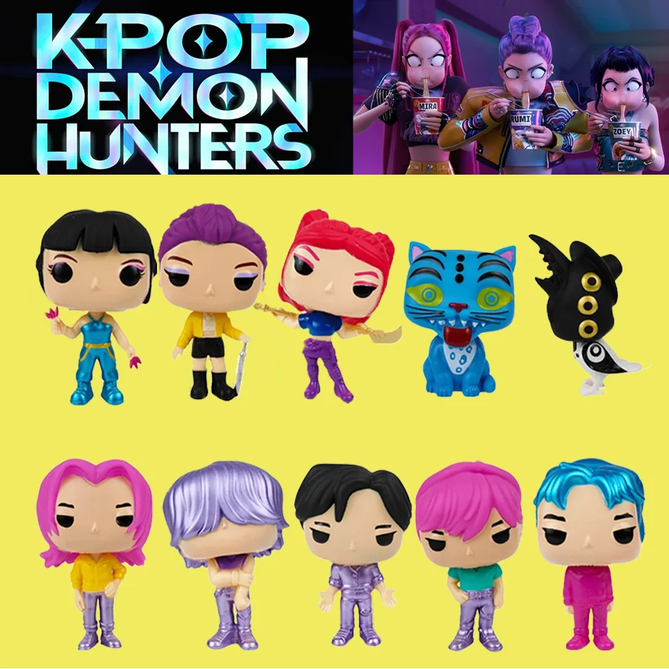 

10PCS Kpop Demon Hunters Figure Model Toy Cartoon Anime Peripherals Desk Decoration Collection Figures Model Toy For Kid Gifts