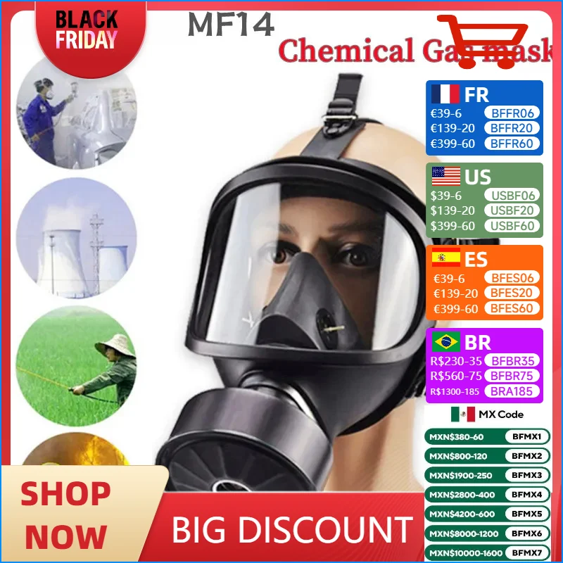 Chemical respirator filter self-priming mask Nuclear pollution protection Full face gas mask, MF14/87 Gas Mask