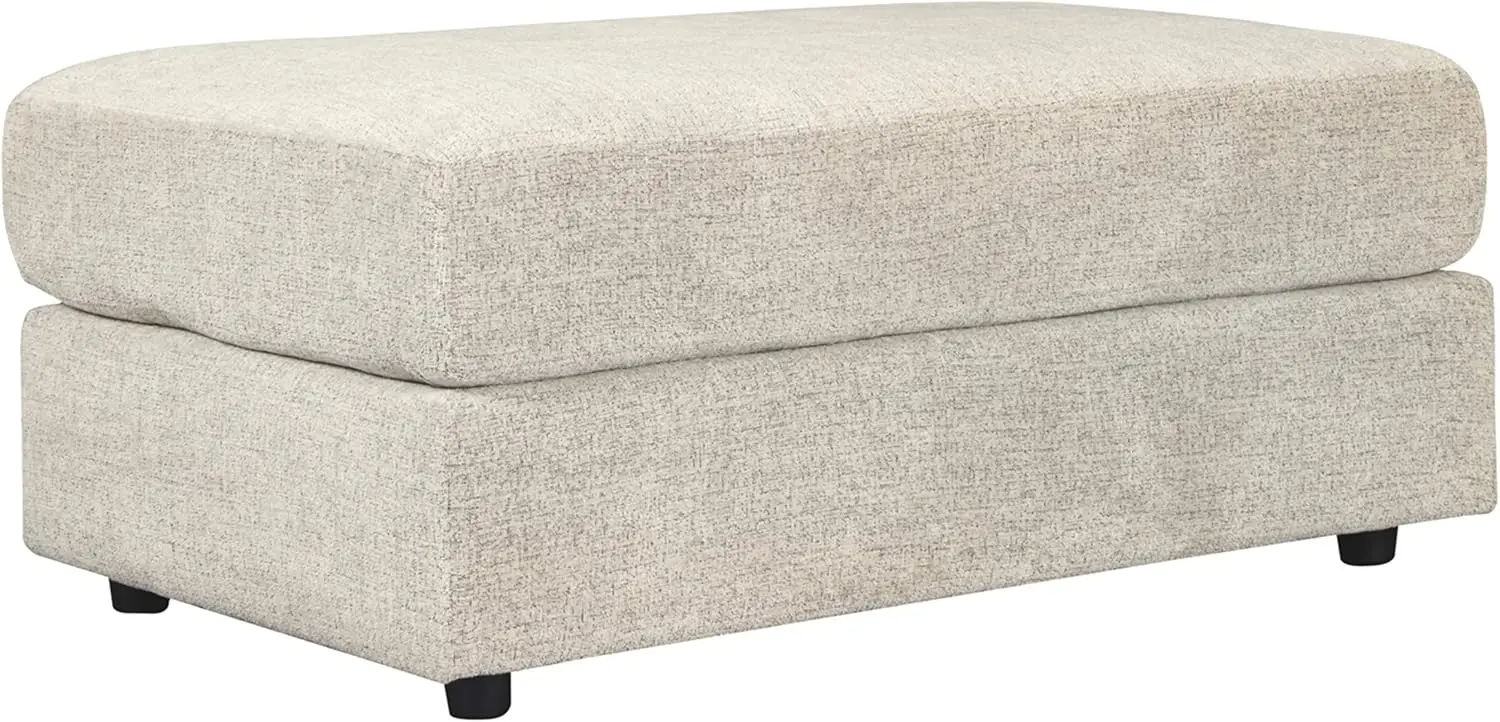 Soletren Contemporary Chenille Oversized Ottoman, Off-White