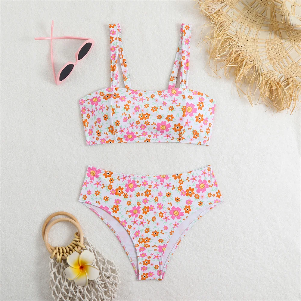 

Kawaii цветочный купальник бикини Y2K цветы отпуск купальники женский разделенный пляжный наряд купальный костюм Maillot De Bain Femme