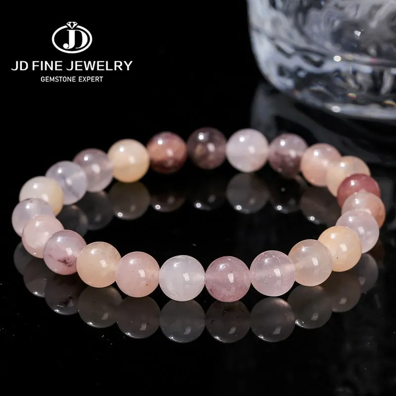 JD Natural Violet Stone Beaded Bracelet Women Men Colorful Jade Energy Healing Distance Bangles Yoga Meditation Couple Jewelry