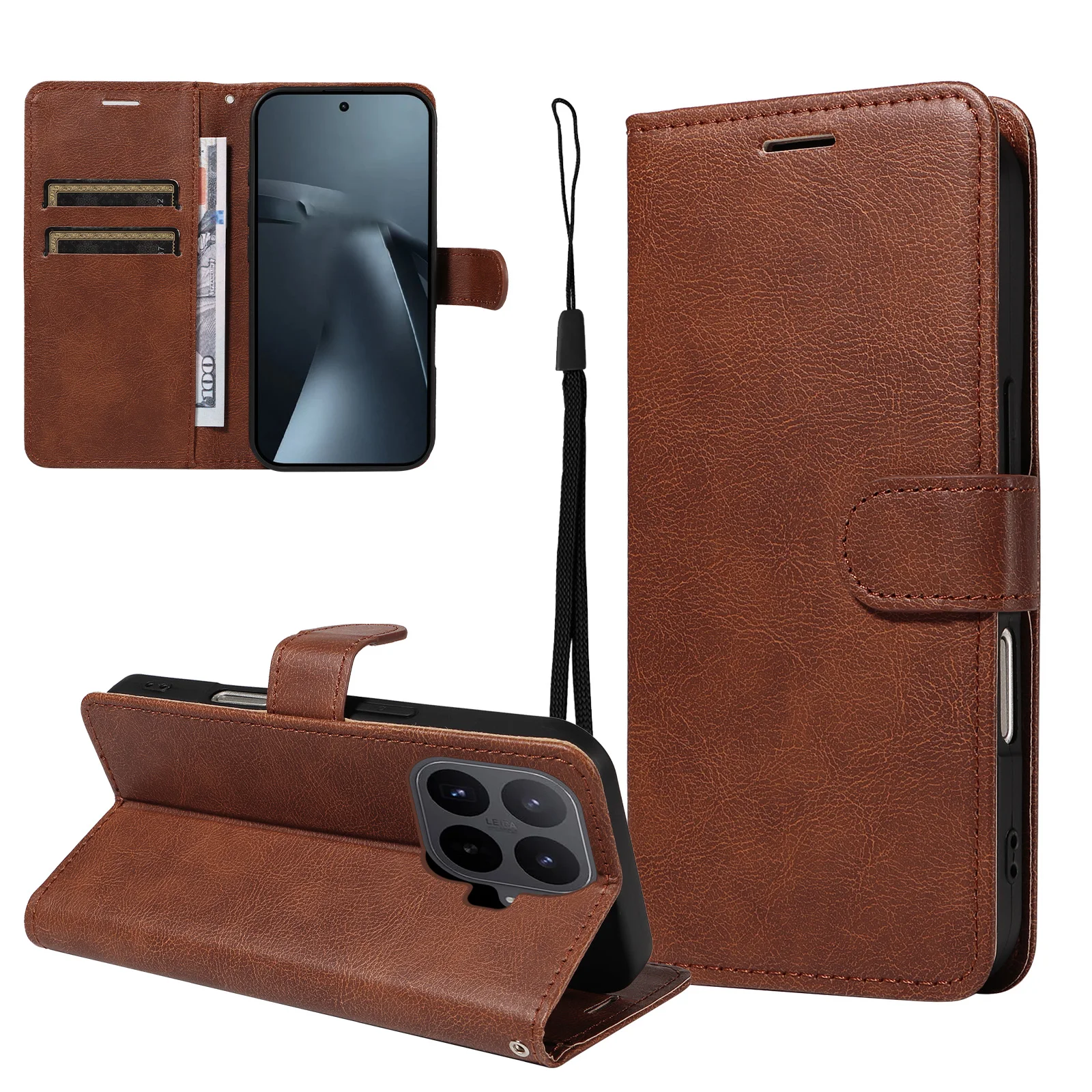 レザーウォレットカードホルダー付きフリップフォンケース Xi - Leather Wallet Card Holder Phone Cover のレビューと価格