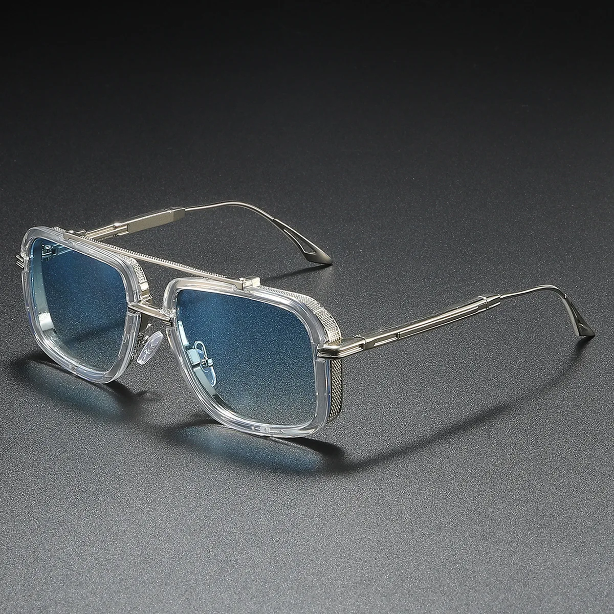Große Quadratische Sonnenbrille Männer Steampunk Stil Metall Pilot Sonnenbrille Luxus Designer Marke Brillen Fashion Shades Doppel Strahl