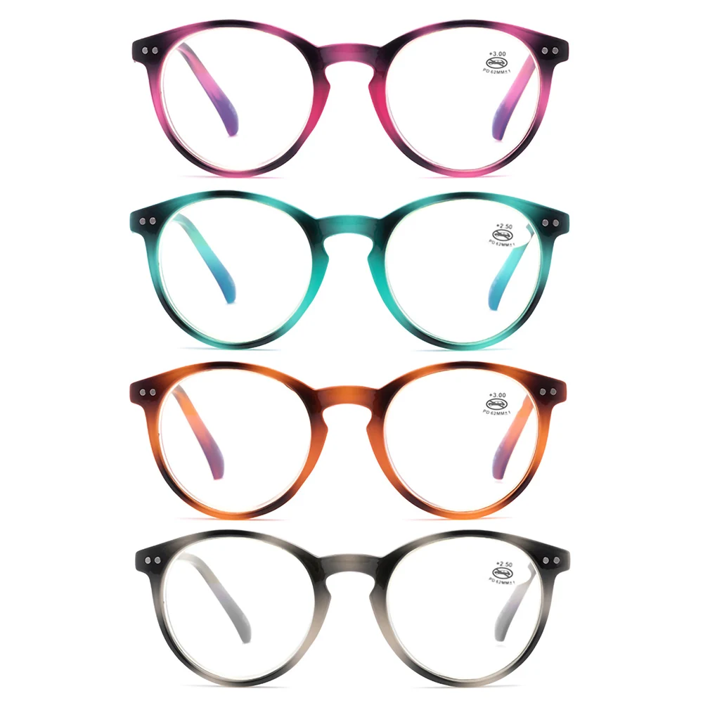 

4 Pack Blue Light Blocking Reading Glasses for Men Women Fashion Colorful Small Round Frame Computer Presbyopic Eyeglasse