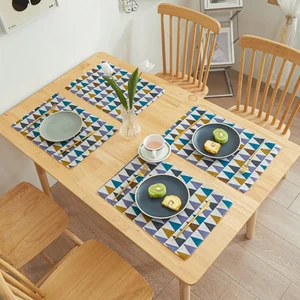 Simple MAT Tableware, Individual Placemat Rectangle, Thermal Isolation Mat Dining Table, Table Decoration and Accessories, 4 PCs/Set 10 Main Sales Tablecloth 4 Chairs - №10