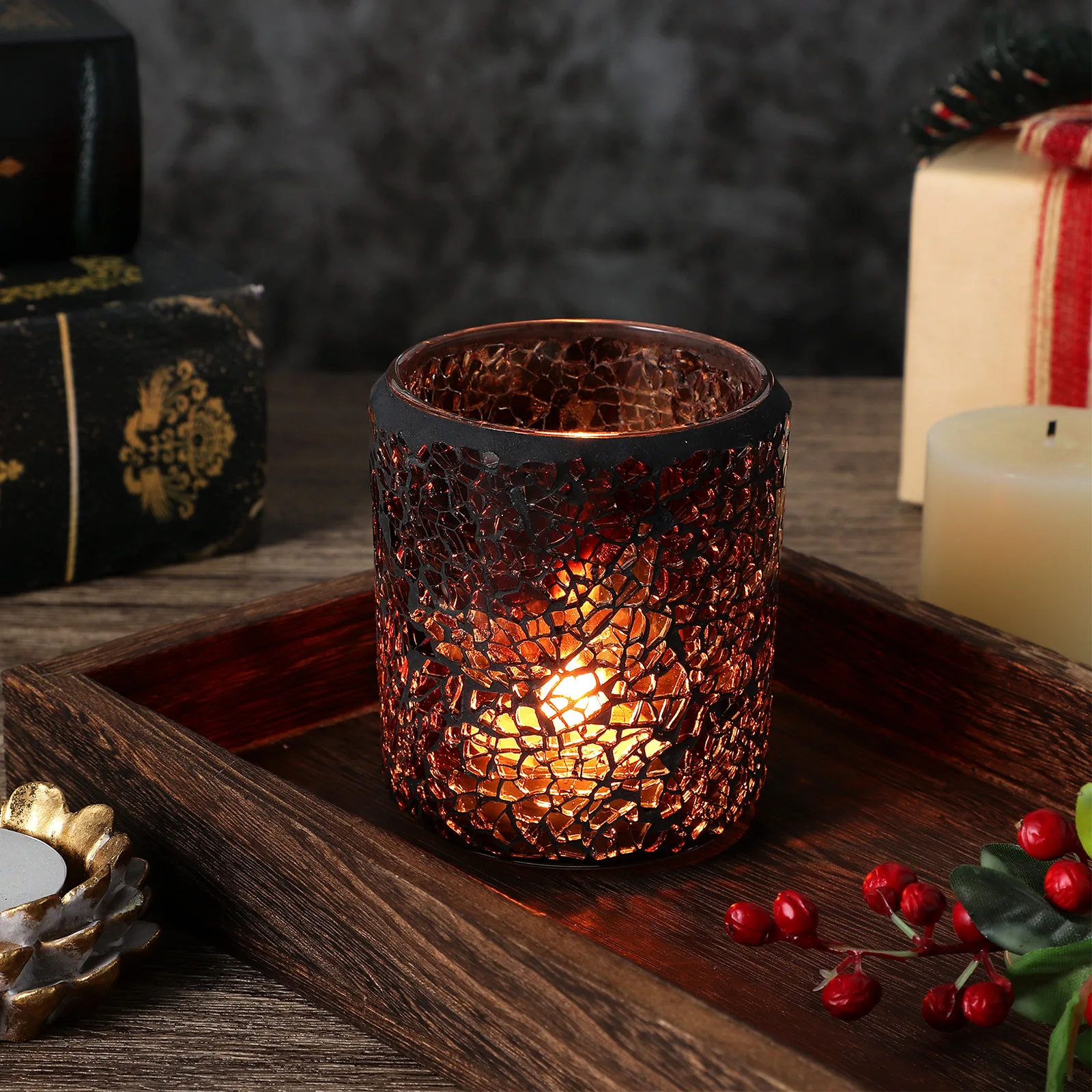 

1Pcs Glass Candlestick Ornament Vintage Style Desktop Decoration Glass Handicraft Home Office Wedding Gift