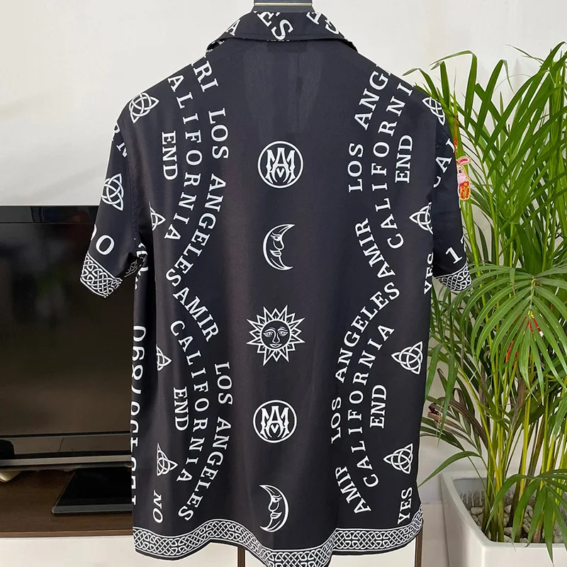 Camisa con estampado de letras para Hombre, Ropa informal de Manga corta, de lujo, para fiesta de graduación, Social