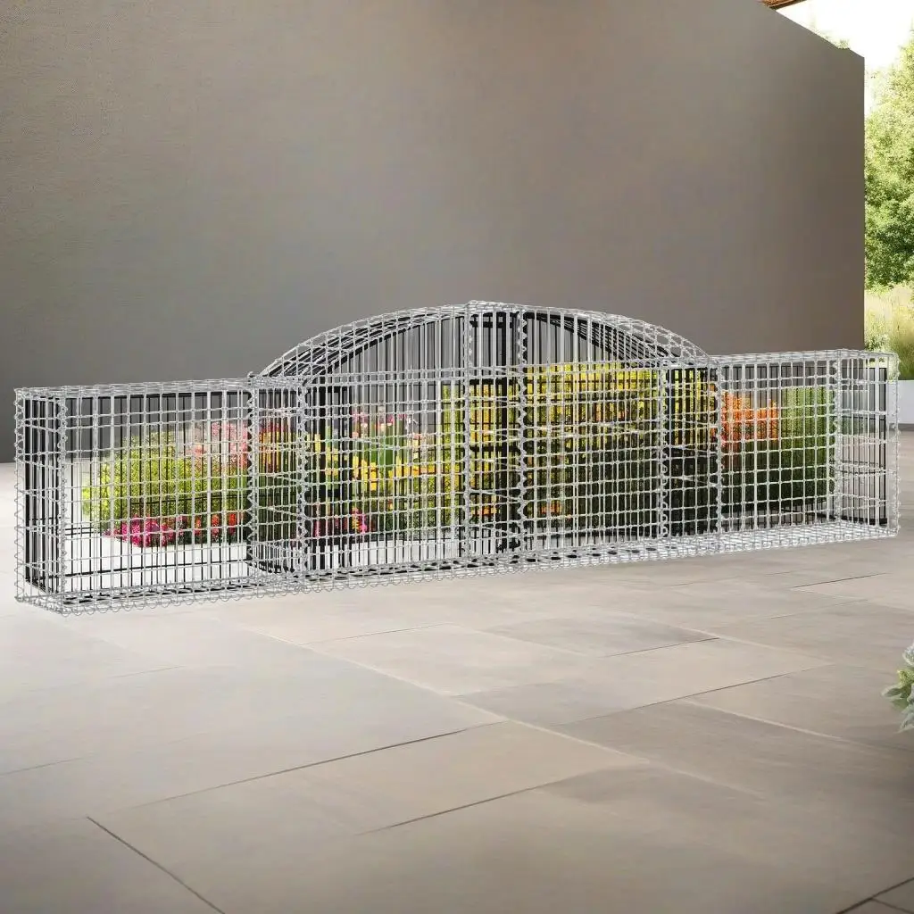 Galvanized Iron Arched Gabion Basket 118.1x11.8x23.6/31.5 - Durable Outdoor Garden Decor