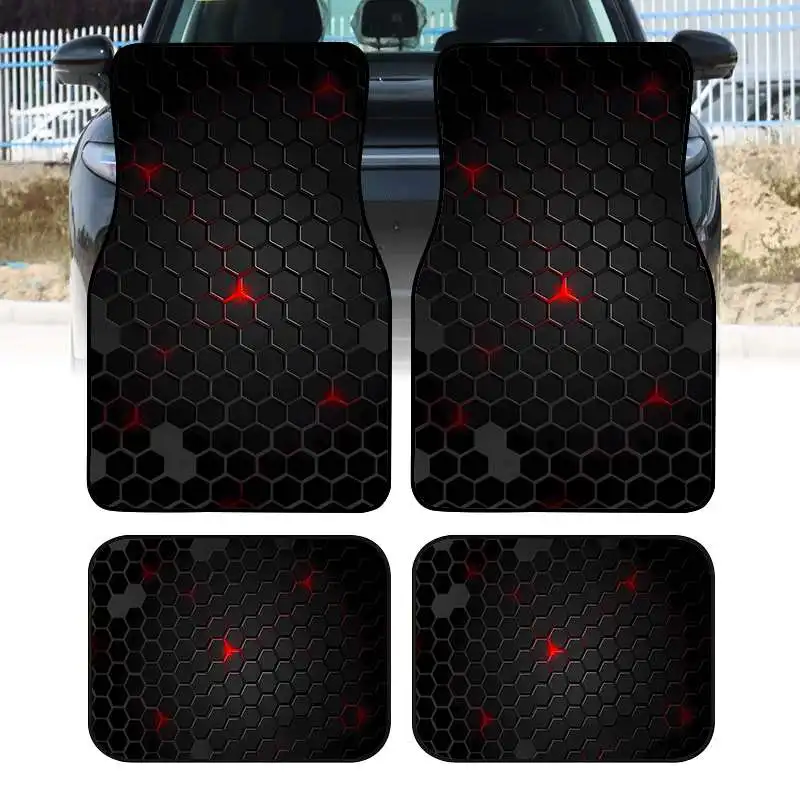 2pcs/4pcs Cool Car Floor Mats, Suitable For Sedans, Trucks, And SUVs, Make An Ideal Gift Choice. These Durable Floor Mats Are Pe