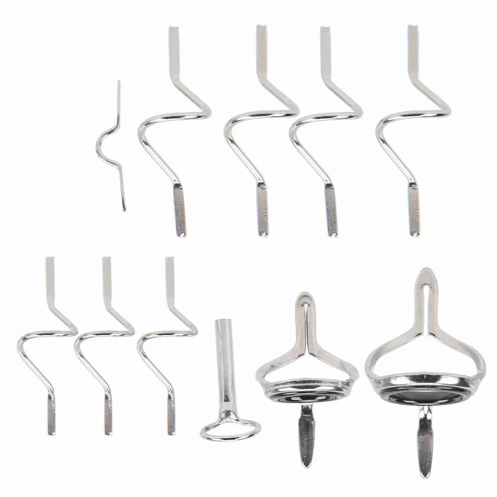 11PCS Stainless Steel Fly Fishing Guide Set Different Size Silver Rod Guide Set Lightweight Fishing Rod Guides Kit