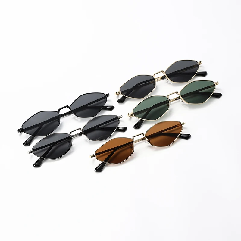 Gafas de sol poligonales con montura pequeña para motocicleta, 2 uds., marca de lujo para mujer, gafas de sol con marco de Metal Steampunk, gafas UV400 para mujer