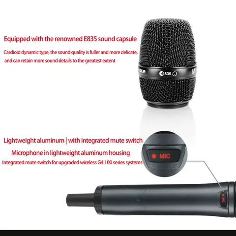 Paulkitson EW135g4 EW100g4 Professionellt Trådlöst Mikrofonsystem Med E835s Haneheld Bodypack Headset UHF True Diversity Mikrofon 10 best sales trådlös headsetmikrofon - №1