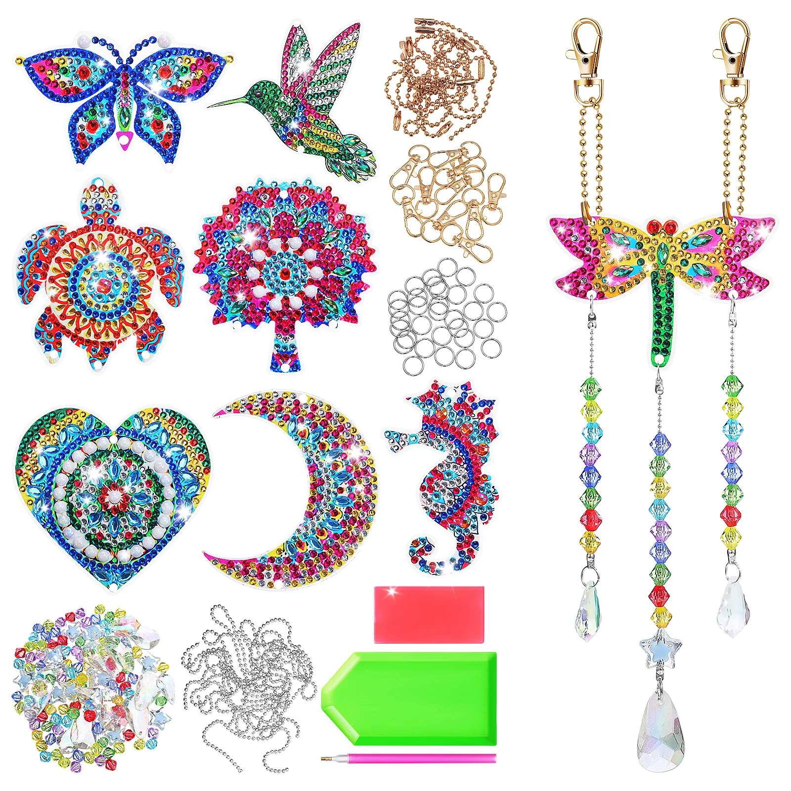 

8 pcs Art Keychains Drawing Pendant Wind Chimes Diy Pendant Diamond Dotting Kit Aesthetic Keychain Diamond Art Ornaments Sturdy