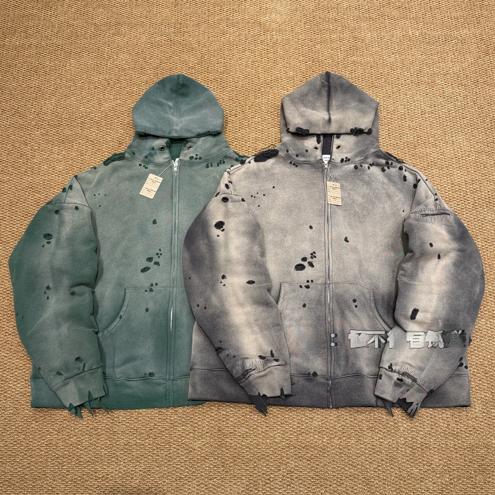 

Мужская повседневная толстовка Saint Mxxxxxx Heavy Du с двойным слоем, молнией, винтажным эффектом потертости и длинными рукавами из хлопка