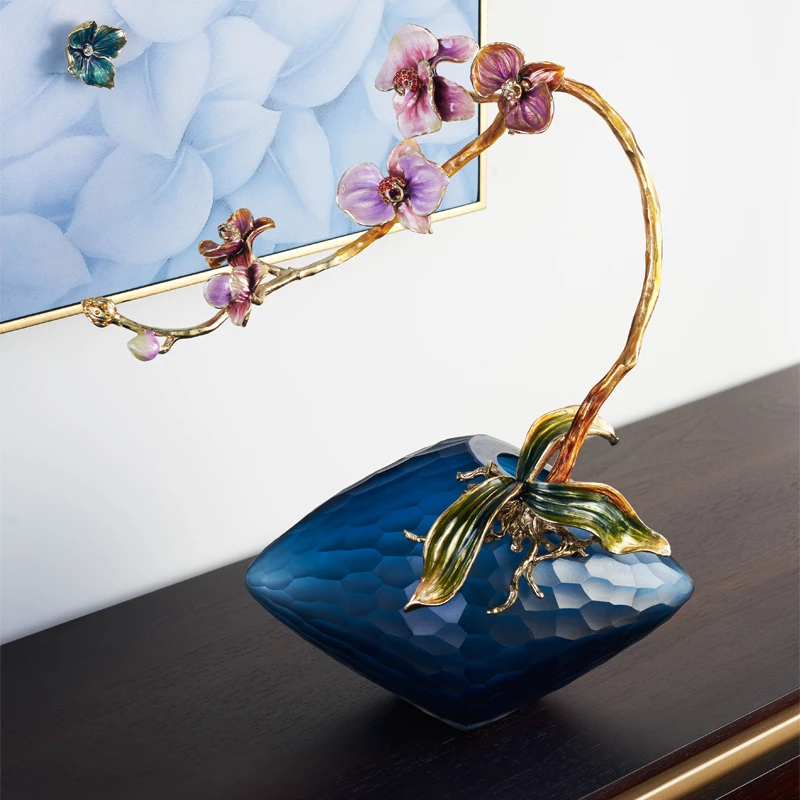 Home Decoration Supplies Flower Ornament Modern Luxury Home Decoration Enamel Orchid Nordic Decoration New House Gifts