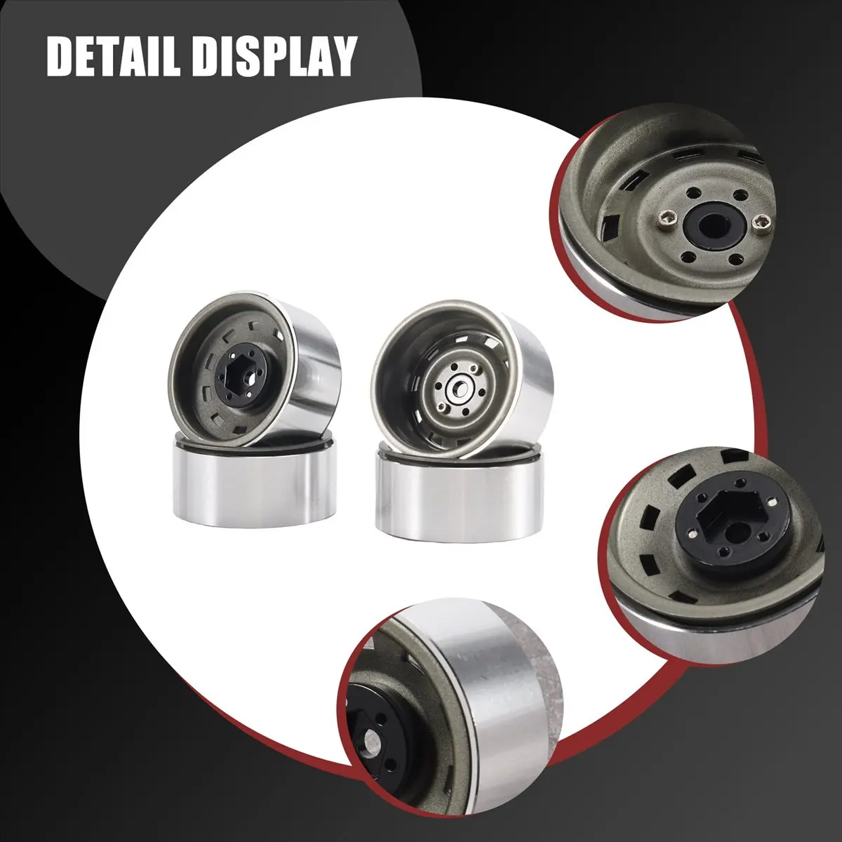【CYBER MONDAY】4PCS 1.9 Metal Beadlock Wheel Hub Rim for 1/10 RC Crawler SCX10 90046 AXI03007 TRX4 D90,2
