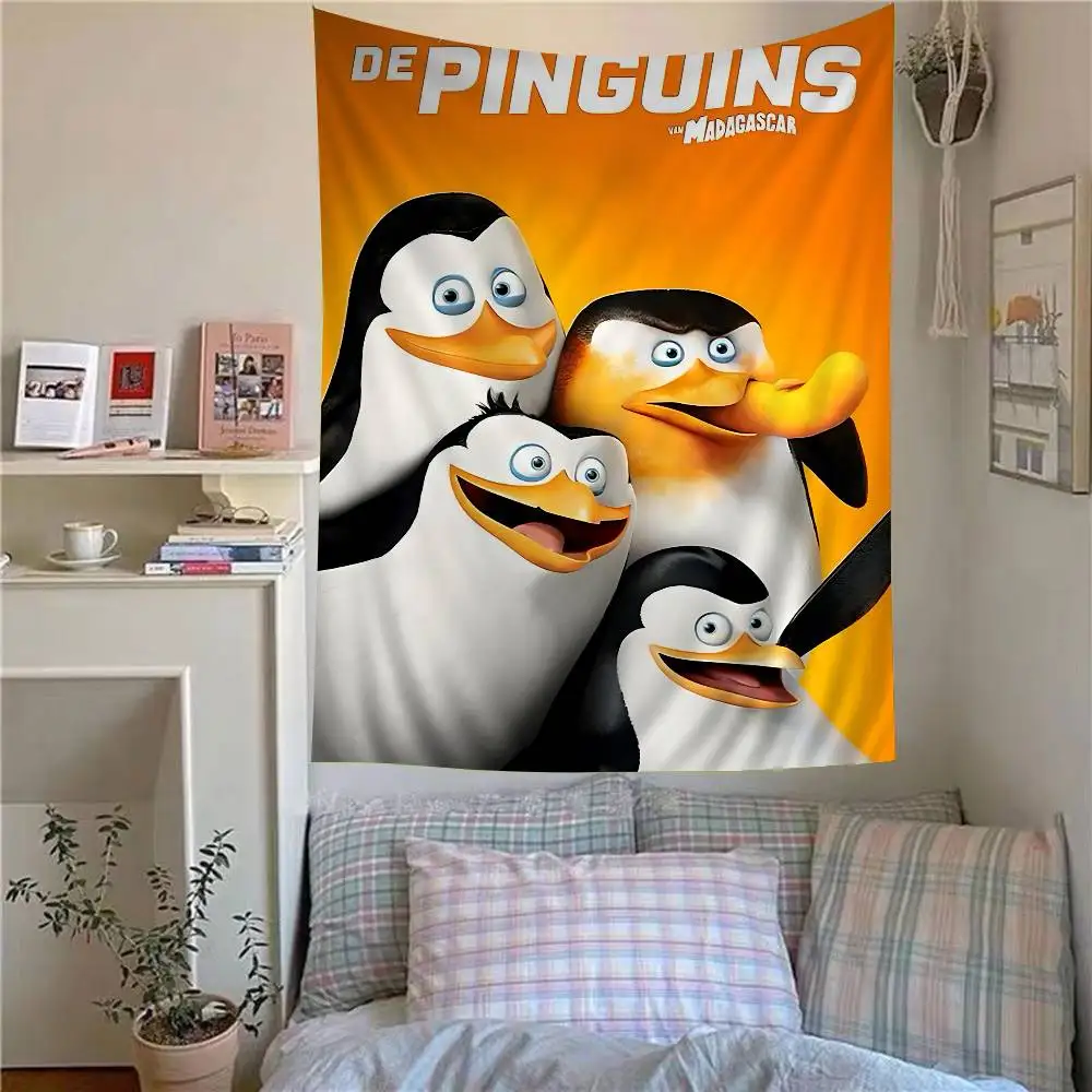 anime The P-Penguins of M-Madagascar Colorful Tapestry Wall Hanging Bohemian Wall Tapestries Mandala Wall Art Decor