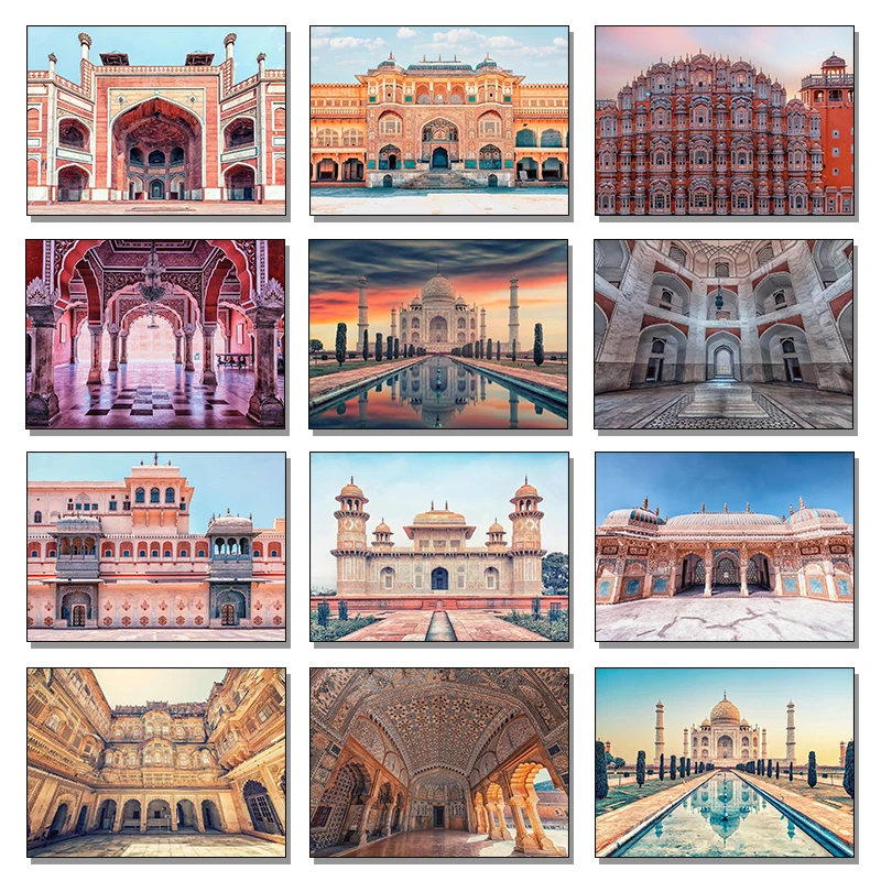 India City Landscape Canvas Painting Amber Fort The Taj Travel Canvas Painting Wall Prints Pictures for Living Room Cafe Decor