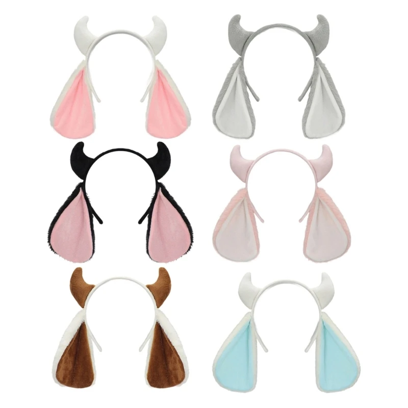 DXAE Furry Plush Sheep Horns Ears Headbands For Costume Parties Stage Performances