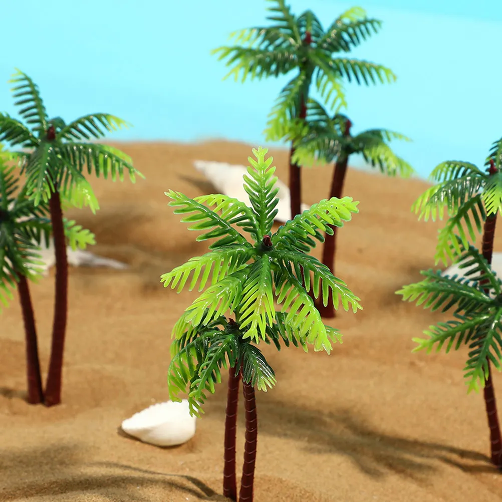 

20Pcs Simulation Coconut Tree Ornament Fine Workmanship Mini Plastic Palm Tree for Fish Tank Aquarium DIY Garden Terrarium
