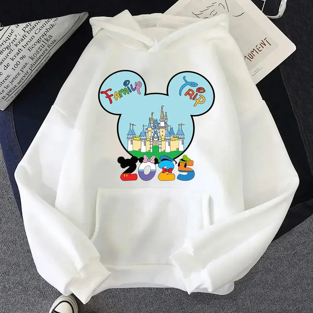 Cartoon Mouse Family Trip Printed Hoodie 2025 Women\'s Sweatshirts Pullover Tops Fashion Hoodies Autumn Winter Streetwear Clothes