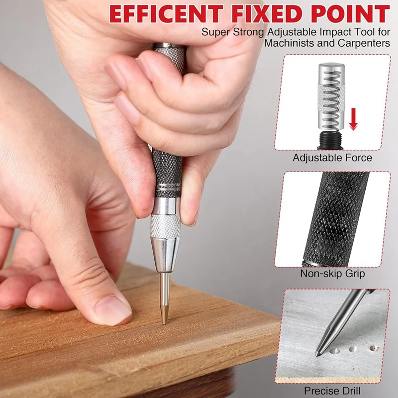 مجموعة قلم نجار مع إعادة تعبئة براية ، مثقاب مركزي أوتوماتيكي ، 4 أقلام رصاص صلبة ملونة